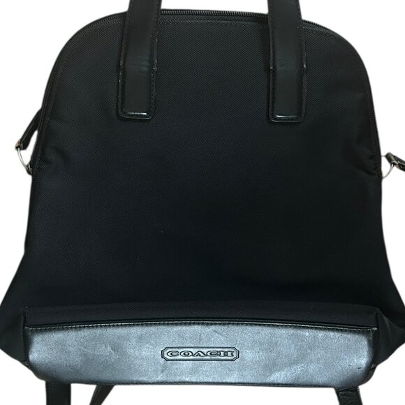 Coach Vintage Mercer Nylon & Leather Backpack Black Travel Bag Lightweight - Picture 4 of 9